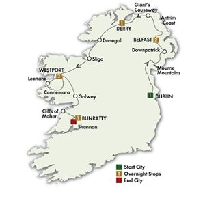 Itinerary map of 8 Day Mystical Ireland