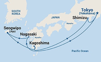 7-Day Kyushu & Korea Itinerary Map