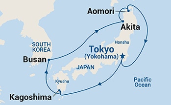 8-Day Circle Japan Itinerary Map