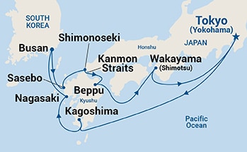 10-Day Kyushu Spring Flowers Itinerary Map