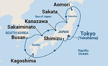 10-Day Sea of Japan Spring Flowers Itinerary Map
