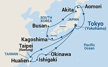 17-Day Circle Japan & Southern Islands Itinerary Map