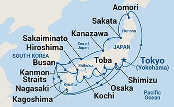 20-Day Sea of Japan Explorer Spring Flowers Itinerary Map