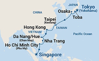 15-Day Southeast Asia & Japan Itinerary Map