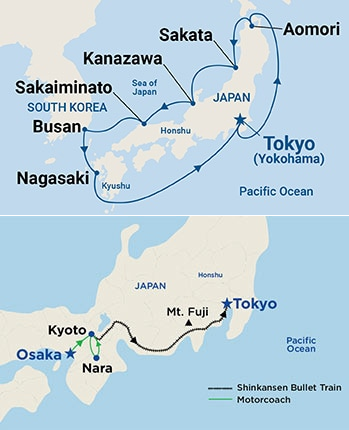14-Day Highlights of Japan - Tour 3B Itinerary Map
