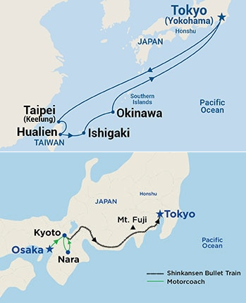14-Day Highlights of Japan - Tour 3A Itinerary Map