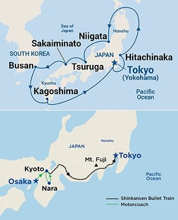 14-Day Highlights of Japan - Tour 3A Itinerary Map