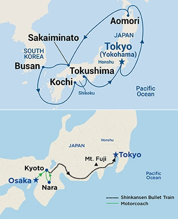 15-Day Highlights of Japan - Tour 3B Itinerary Map