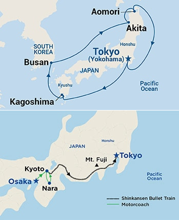 13-Day Highlights of Japan - Tour 3C Itinerary Map